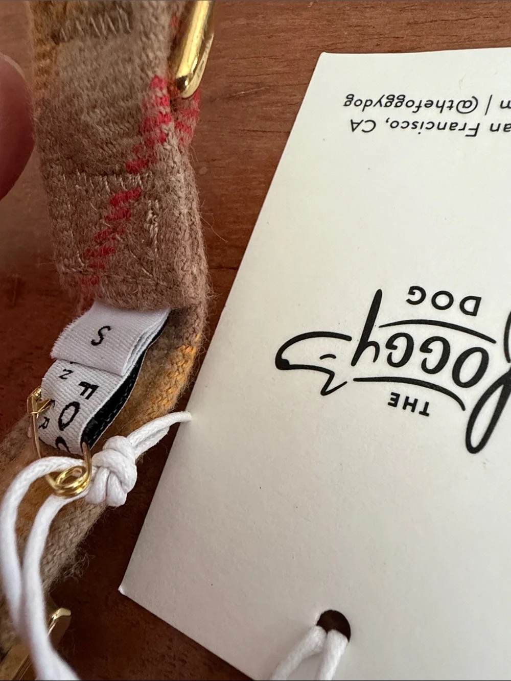 The Foggy Dog Beige Plaid Dog Collar with Gold Hardware